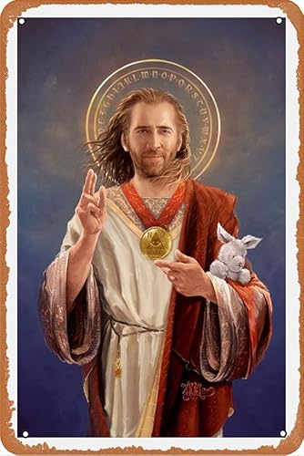 Saint Nicolas of Cage Kunstdruck Vintage Blechschilder Pub Cafe Bauernhof Zimmer Metall Poster Wanddekoration 30,5 x 20,3 cm von GNTOET