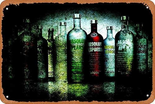 Vodka Absolut Flaschen Alkohol Poster Poster Retro Blechschild Schild für Straße Garage Familie Cafe Bar Menschen Höhle Bauernhof Wand Badezimmer Dekoration Handwerk Metall Blechschild 20,3 x 30,5 cm von GNTOET