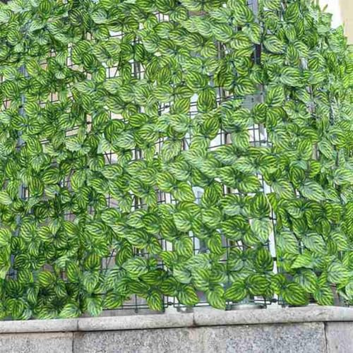 GNURBDILFO 10 Stück Künstlicher Pflanzenzaun Grüne Blätter Zaunpaneele Sichtschutzzaun für Hausgarten Hofdekoration von GNURBDILFO