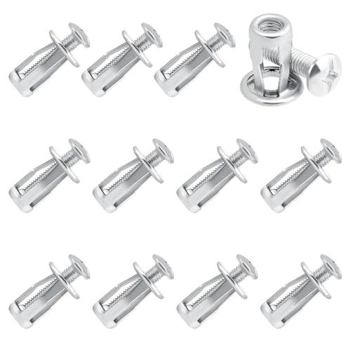 GNURBDILFO 12-Teiliges Set mit Ankerschrauben für Hohle Türen, Befestigung Von Hohlräumen Aus Metall, M6-Winkelmuttern, Einsatzmuttern, Blütenblattmuttern für Wandstahlrohre von GNURBDILFO