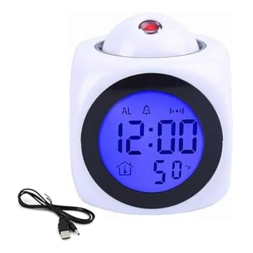 GNURBDILFO Elektronische Projektionsuhr, Englische Uhr, Projektionsuhr, Multifunktionswecker, LCD-Projektionswecker, von GNURBDILFO