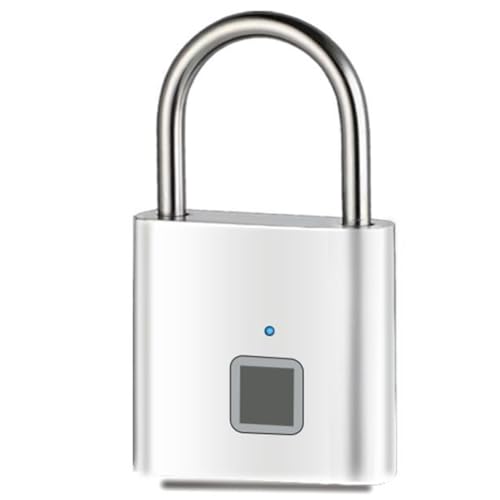GNURBDILFO Fingerabdruckschloss Elektronisches Schloss Elektronisches Fingerabdruckschloss Vorhängeschloss Outdoor Wasserdicht und Rostfrei Silber von GNURBDILFO