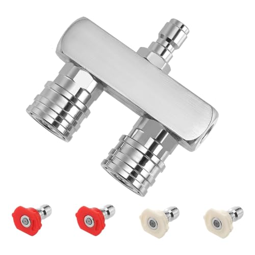 GNURBDILFO Hochdruckreiniger-Spitzen, 2-In-1-Waschdüsenspitze, Doppel-Hochdruckreinigerdüse mit 4 Hochdruckreiniger-Sprühdüsen von GNURBDILFO