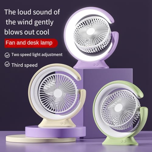 GNURBDILFO Lüfter für Schreibtischlampe, 1200 MAh, Tischläufer, Licht, Mini-Handheld, Elektrischer Ventilator, Multifunktional, Praktischer 3-Gang-Ventilator, Gelb von GNURBDILFO