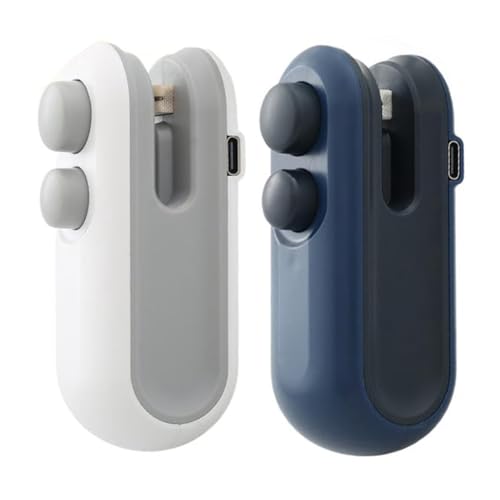 GNURBDILFO Mini-Beutelversiegeler, 2-In-1-Versiegeler mit USB-Ladefunktion, Tragbarer, Wiederaufladbarer Hand-Vakuum-Lebensmittelversiegeler, Beutelversiegeler von GNURBDILFO