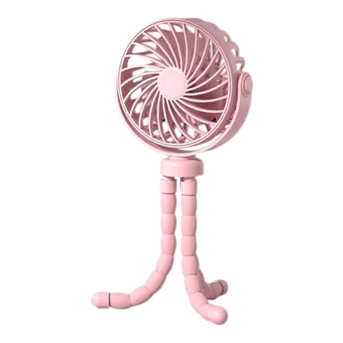 GNURBDILFO Oktopus-Ventilator, Camping-Ventilator für Den Schreibtisch, Wiederaufladbarer Stativ-Ventilator über USB, mit Lichtventilator Rosa von GNURBDILFO