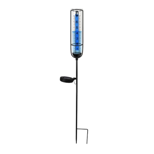 GNURBDILFO Regenmesser mit Solarlampe, 7-Regenmesser für Den Außenbereich, Große Klare Zahlen und Regenmessgerät für Garten, Rasen und Bauernhof von GNURBDILFO