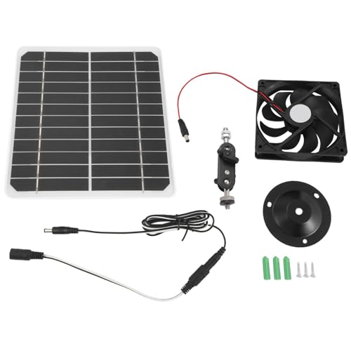 GNURBDILFO Solarpanel-Lüfter-Set, 15 W Solar-Abluftventilator für Den Außenbereich, Wasserdicht, Tragbarer Ventilator für Hühnerstall, Schuppen von GNURBDILFO