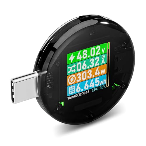 GNURBDILFO USB-C-Leistungsmesser-Tester, USB-Multimeter, Spannung, Strom, Ampere-Volt-Detektor, Digitaler Tester für Ladegeräte, Powerbank-Kabel GNURBDILFO USB-C-Leistungsmesser-Tester, USB-Multimeter, Spannung, Strom, Ampere-Volt-Detektor, Digitaler Tester für Ladegeräte, Powerbank-Kabel von GNURBDILFO