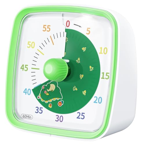 GNURBDILFO Visueller 60-Minuten-Timer mit Nachtlicht, Countdown-Timer, Pomodoro-Timer mit Regenbogenmuster für Kinder und Erwachsene, Grün von GNURBDILFO
