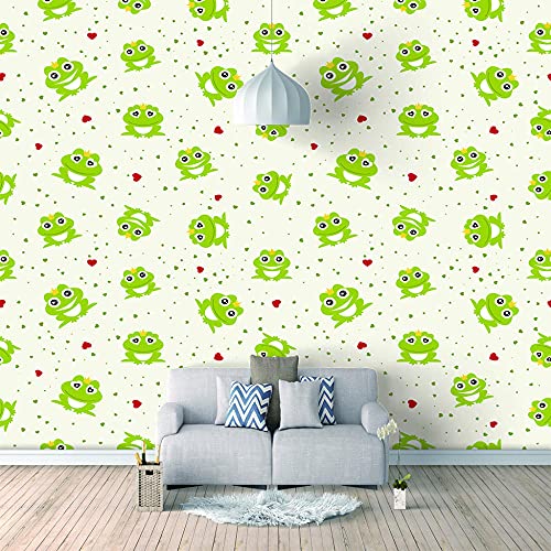 3D Effekt Fototapete Wandbild Kleiner Frosch Vlies Tapeten Wandtapete Moderne Panorama Wanddeko Design Wohnzimmer Schlafzimmer Büro Flur 350x256 cm - 7 Streifen von GNYUJMCC