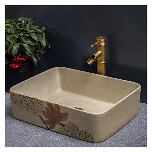 Alte Keramikbehälter Porzellan Waschbecken, Lotus Carving Waschbecken Alte Keramikbehälter Porzellan Waschbecken, Lotus Carving Waschbecken von GNYVZXPLQ
