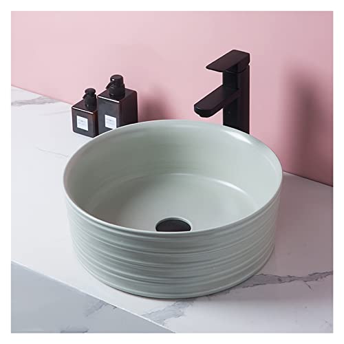 Alte Keramikbehälter Runder Waschbecken im Badezimmer, minimalistische künstlerische Porzellanwaschbecken-mit Wasserhahn und Pop-up-Abfluss, grau, schwarz Alte Keramikbehälter Runder Waschbecken im Badezimmer, minimalistische künstlerische Porzellanwaschbecken-mit Wasserhahn und Pop-up-Abfluss, grau, schwarz von GNYVZXPLQ