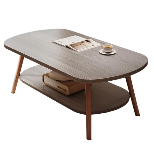 Beistelltisch Sofa, 2-Tier Oval Couchtisch mit Ablage for Wohnzimmer Multicolor Mehrere Größen(Grey,39.37" Lx19.69 Wx16.54 H(100x50x42cm)) von GNYVZXPLQ
