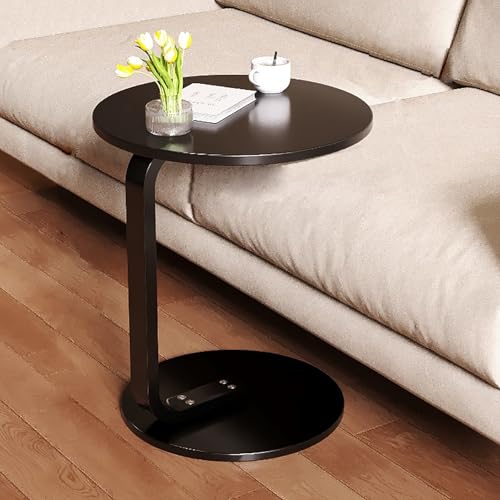 Beistelltisch Sofa, C-förmiger Beistelltisch for Couch, Schlafsofa, TV-Tablett mit Metallrahmen, Mehrfarbig, mehrere Größen(Black,15.8 x 23.7in) von GNYVZXPLQ