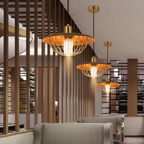 Beistelltisch Sofa, Kronleuchter Pendelleuchte Nussbaum Messing Eisen E27 Mehrere Größen for Küche Esszimmer Schlafzimmer(D) von GNYVZXPLQ