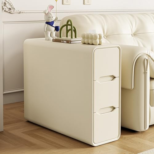 Beistelltisch Sofa, Massivholz Nachttisch Nachttisch mit 3 Schubladen Kunstleder Multicolor Mehrere Größen(Beige,7.87" Lx31.5 Wx23.62 H(20x80x60cm)) von GNYVZXPLQ