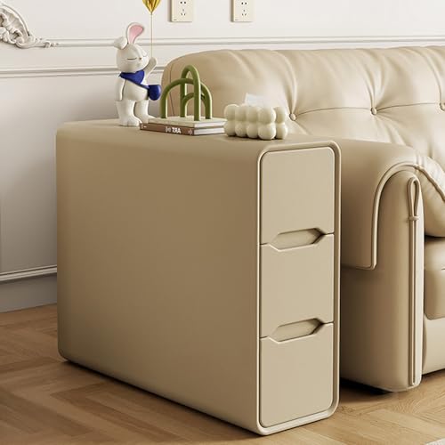 Beistelltisch Sofa, Massivholz Nachttisch Nachttisch mit 3 Schubladen Kunstleder Multicolor Mehrere Größen(Light Curry,7.87" Lx31.5 Wx23.62 H(20x80x60cm)) von GNYVZXPLQ