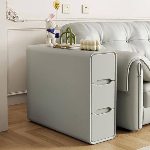 Beistelltisch Sofa, Massivholz Nachttisch Nachttisch mit 3 Schubladen Kunstleder Multicolor Mehrere Größen(Light Grey,7.87" Lx23.62 Wx23.62 H(20x60x60cm)) von GNYVZXPLQ