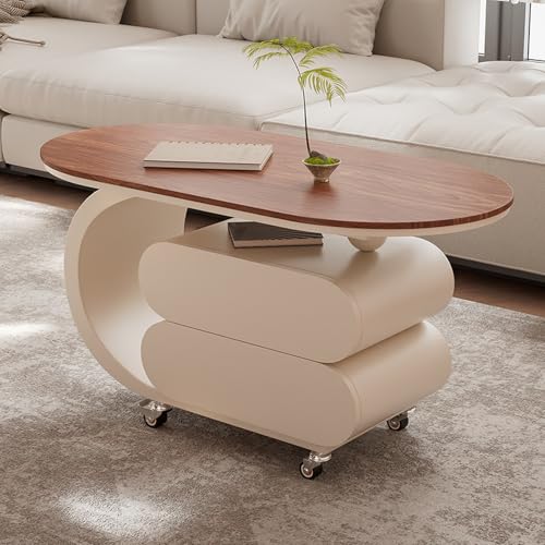 Beistelltisch Sofa, Rollbarer Couchtisch mit 4 Rädern, 2 versteckten Schubladen, Holz, Metall, Schwarz/Weiß, mehrere Größen(White,35.43" Lx17.72 Wx17.72 H(90x45x45cm)) von GNYVZXPLQ