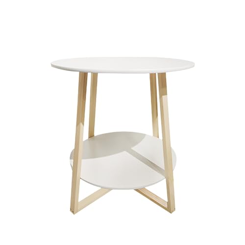 Beistelltisch Sofa, Runder Beistelltisch mit Stauraum for Wohnzimmer, Schlafzimmer, kleine Räume, Weiß, Natur, mehrere Größen(White,19.7" D x 23.7" H) von GNYVZXPLQ