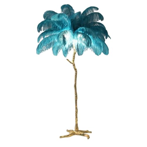 Beistelltisch Sofa, Stehlampe aus Straußenfedern aus Kunstharz, 35er-Pack, mit dimmbaren 3-farbigen LED-Leuchten, Mehrfarbig, mehrere Größen(Blue,35.43"x47.24") von GNYVZXPLQ