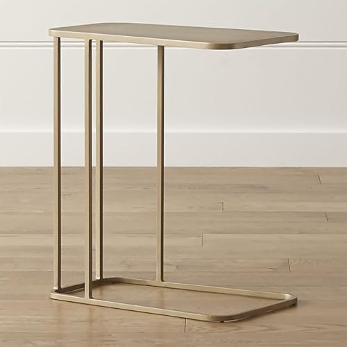 GNYVZXPLQ Beistelltisch Sofa, C-förmiger Beistelltisch, Metallrahmen, Schwarz & Gold, for Wohnzimmer, Schlafzimmer, TV-Tablett, Laptop-Halter(Gold) von GNYVZXPLQ