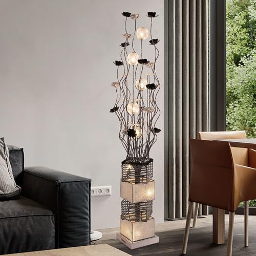 GNYVZXPLQ Beistelltisch Sofa, Handgewebte Stehlampe aus Aluminium mit 8 G4-LED-Lampen, mehrfarbiger Fußschalter(Warm Light) von GNYVZXPLQ
