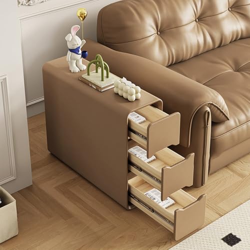 GNYVZXPLQ Beistelltisch Sofa, Massivholz Nachttisch Nachttisch mit 3 Schubladen Kunstleder Multicolor Mehrere Größen(Khaki,7.87" Lx31.5 Wx23.62 H(20x80x60cm)) von GNYVZXPLQ