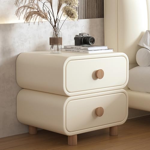 GNYVZXPLQ Beistelltisch Sofa, Nachttisch mit 2 Schubladen, Nachttisch, Lederoberfläche, Mehrfarbig, 35,5–50 x 39,9 x 50 cm(Cream,13.7x15.7x19.7in) von GNYVZXPLQ
