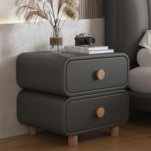 GNYVZXPLQ Beistelltisch Sofa, Nachttisch mit 2 Schubladen, Nachttisch, Lederoberfläche, Mehrfarbig, 35,5–50 x 39,9 x 50 cm(Dark Grey,13.7x15.7x19.7in) von GNYVZXPLQ