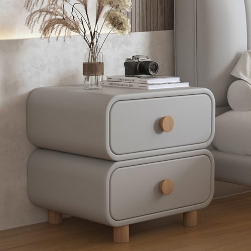 GNYVZXPLQ Beistelltisch Sofa, Nachttisch mit 2 Schubladen, Nachttisch, Lederoberfläche, Mehrfarbig, 35,5–50 x 39,9 x 50 cm(Grey,19.7x15.7x19.7in) von GNYVZXPLQ
