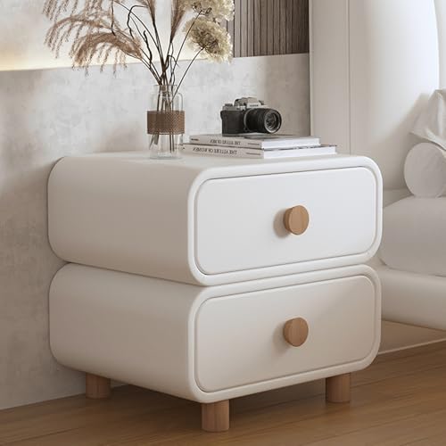 GNYVZXPLQ Beistelltisch Sofa, Nachttisch mit 2 Schubladen, Nachttisch, Lederoberfläche, Mehrfarbig, 35,5–50 x 39,9 x 50 cm(White,17.7x15.7x19.7in) von GNYVZXPLQ