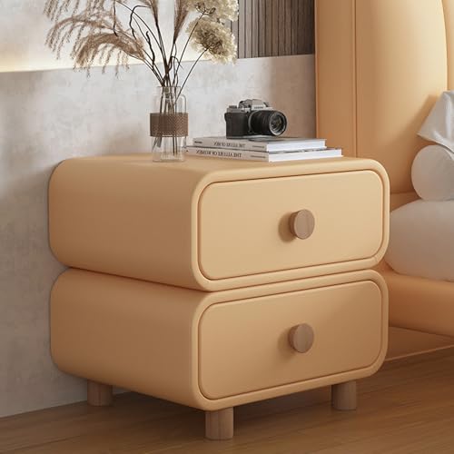 GNYVZXPLQ Beistelltisch Sofa, Nachttisch mit 2 Schubladen, Nachttisch, Lederoberfläche, Mehrfarbig, 35,5–50 x 39,9 x 50 cm(Yellow,13.7x15.7x19.7in) von GNYVZXPLQ