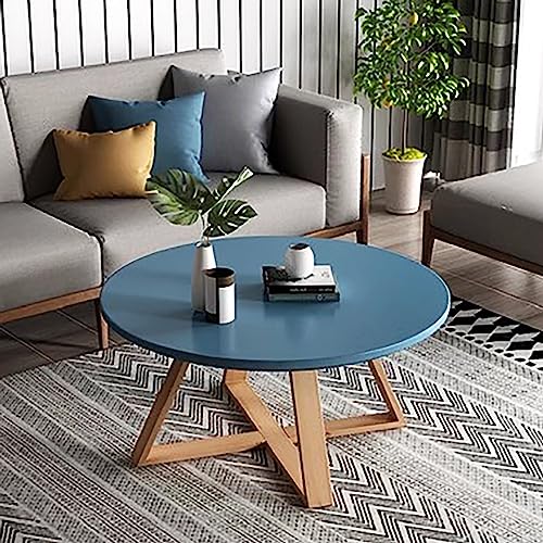GNYVZXPLQ Beistelltisch Sofa, Runder Couchtisch aus Massivholz, Mehrfarbig, 50,8–80,9 cm Durchmesser(Blue,Diameter 28'') von GNYVZXPLQ