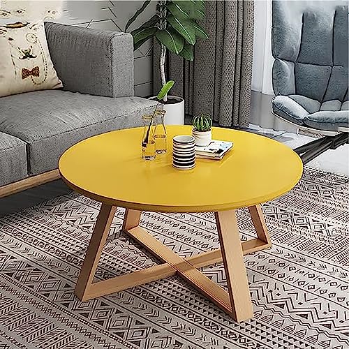 GNYVZXPLQ Beistelltisch Sofa, Runder Couchtisch aus Massivholz, Mehrfarbig, 50,8–80,9 cm Durchmesser(Yellow,Diameter 28'') von GNYVZXPLQ