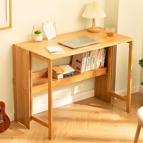 GNYVZXPLQ Computer-Tisch, Bambus Faltbarer Schreibtisch Computer Schreibtisch mit Ablagefläche Multicolor Mehrere Größen(Oak,83cm/32.6") von GNYVZXPLQ