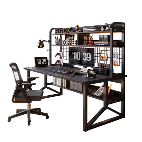 GNYVZXPLQ Computer-Tisch, Computer Schreibtisch Lagerregale Pegboard Bücherregal Y-Form Metallrahmen Mehrere Größen Schwarz(31.5" Lx19.69 Wx59.06 H(80x50x150cm)) von GNYVZXPLQ