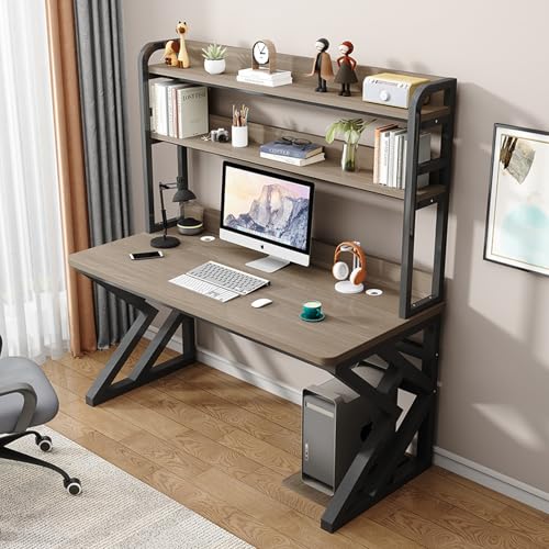 GNYVZXPLQ Computer-Tisch, Computertisch mit Ablageflächen und Stecktafel, Holzwerkstoff und Metall, mehrere Größen, Mehrfarbig(Black+Grey,31.5" Lx23.62 Wx66.93 H) von GNYVZXPLQ
