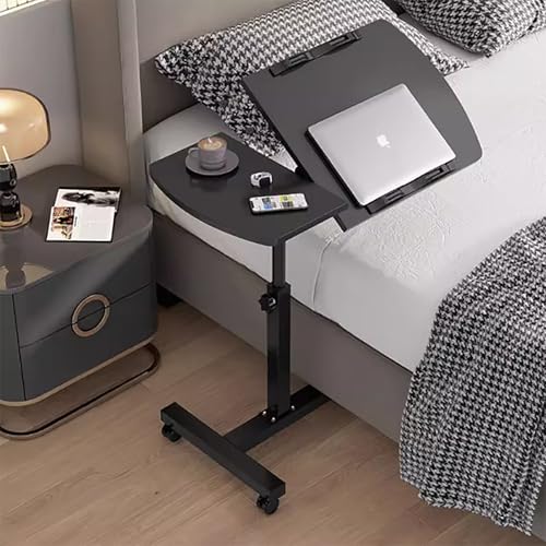 GNYVZXPLQ Computer-Tisch, Höhenverstellbarer mobiler Laptop-Schreibtisch mit Rädern, faltbar, C-Form, Weiß und Schwarz, mehrere Größen(Black,23.6 * 15.7 * 35.4in) von GNYVZXPLQ