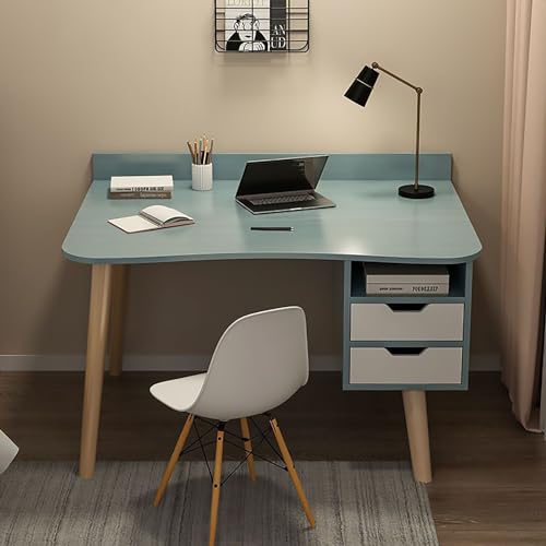 GNYVZXPLQ Computer-Tisch, Home-Office-Schreibtisch mit Schubladen Holz Studie Schreibtisch Multicolor mehrere Größen(Blue with Drawer,47.5" L x 23.5" W x 29" H) von GNYVZXPLQ