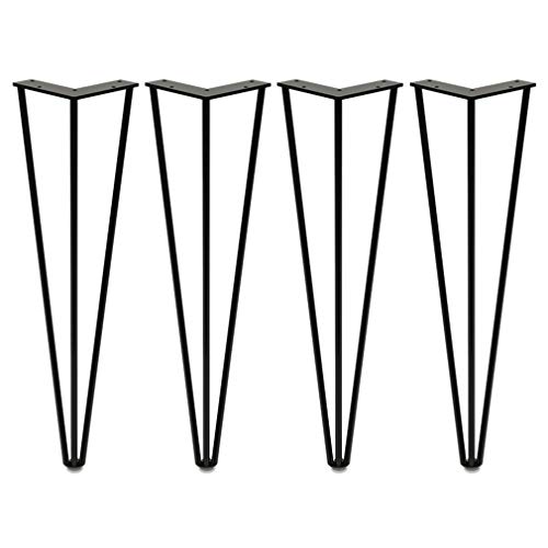 GNYVZXPLQ Metall Tisch Beinrahmen, 4er-Pack Haarnadel-Möbelbeine mit 3 Stangen, Mehrfarbig, 20–70 cm(Black,40cm) von GNYVZXPLQ