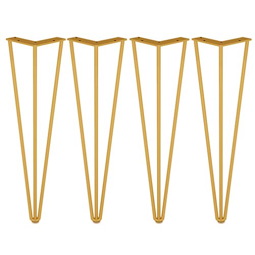 GNYVZXPLQ Metall Tisch Beinrahmen, 4er-Pack Haarnadel-Möbelbeine mit 3 Stangen, Mehrfarbig, 20–70 cm(Gold,60cm) von GNYVZXPLQ