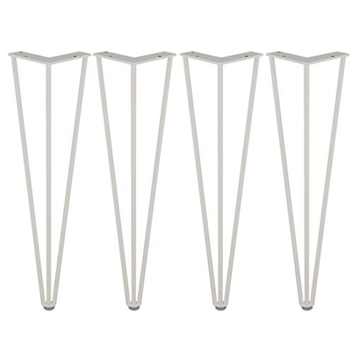 GNYVZXPLQ Metall Tisch Beinrahmen, 4er-Pack Haarnadel-Möbelbeine mit 3 Stangen, Mehrfarbig, 20–70 cm(White,45cm) von GNYVZXPLQ