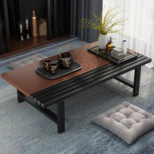 GNYVZXPLQ Multifunktionaler Klapptisch, Japanischer rechteckiger Bodentisch, Chabudai-Kaffee-/Teetisch aus Holz for das Wohnzimmer zu Hause(Cherry,23.62" Lx11.81 Wx9.84 H(60x30x25cm)) von GNYVZXPLQ