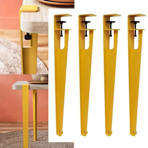 Metall Tisch Beinrahmen, Verstellbare F-förmige Klemme an Tischbeinen aus Metall und Eisen, kein Bohren erforderlich, for Schreibtisch, DIY, 1er-, 2er- oder 4er-Pack, mehrfarbig(Yellow,4pcs) von GNYVZXPLQ
