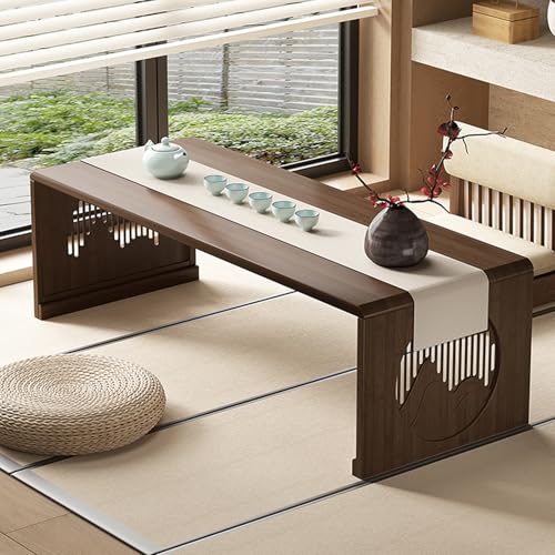 Multifunktionaler Klapptisch, Faltbarer antiker japanischer Kaffee-/Teetisch, vielseitiger, klappbarer Bodentisch aus Holz for das Wohnzimmer Tatami(Original Wood,47.24"Lx18.9"Wx11.81"H(120x48x30cm)) von GNYVZXPLQ