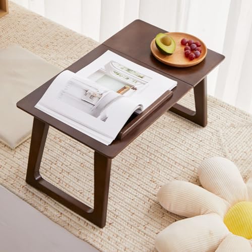 Multifunktionaler Klapptisch, Kleiner Klapptisch aus Holz, verstellbarer Laptop-Schreibtisch mit kippbarer Platte for Betttablett-Schreibtisch mit klappbaren Beinen for das Home Office(Walnut) von GNYVZXPLQ