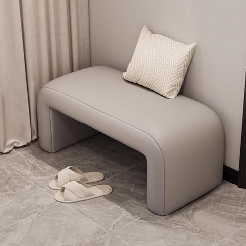 Multifunktionaler Klapptisch, PU-Lederbank for Eingangsbereich und Schlafzimmer, moderne gepolsterte Fußbank, Akzenthocker mit Holzrahmen for Wohnzimmer und Esszimmer, 136 kg, grau)(Grey,100cm(39.3in) von GNYVZXPLQ
