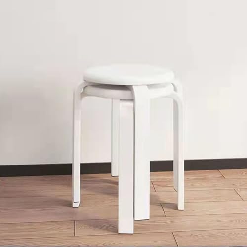 Multifunktionaler Klapptisch, Stapelbarer Holzhocker, 2er-Set runder Hocker aus Massivholz, tragbare Barhocker mit rutschfester Filzunterlage, moderner, schlichter Thekenstuhl ohne Rückenlehne for Ess von GNYVZXPLQ